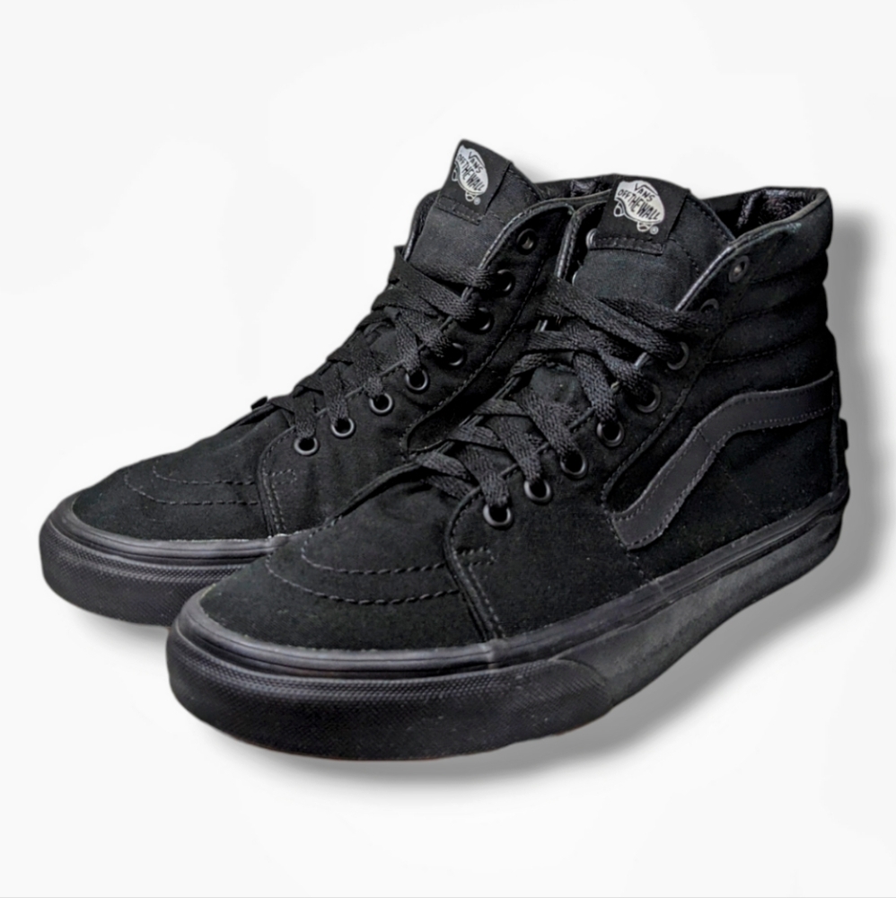 Vans | Sk8-Hi Juniper Black Monochrome Canvas Skate Sneakers Women's Size 10.5